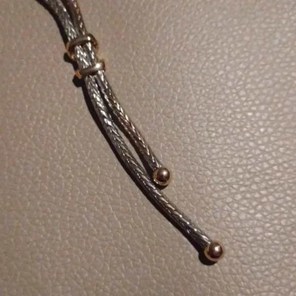 🌹necklace with unique links and pendant.  2 tone and small stones - Picture 12 of 12